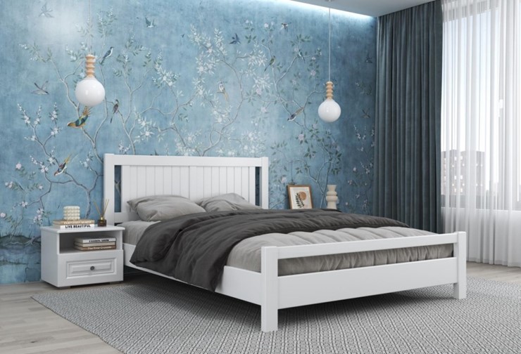Кровать Ванесса из массива сосны (Белый Античный) 160х200 в Лангепасе - изображение 1