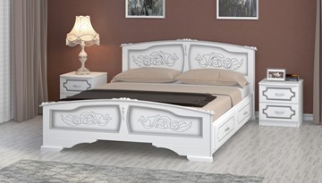 Кровать с выкатными ящиками Елена (Белый Жемчуг) 160х200 в Лангепасе