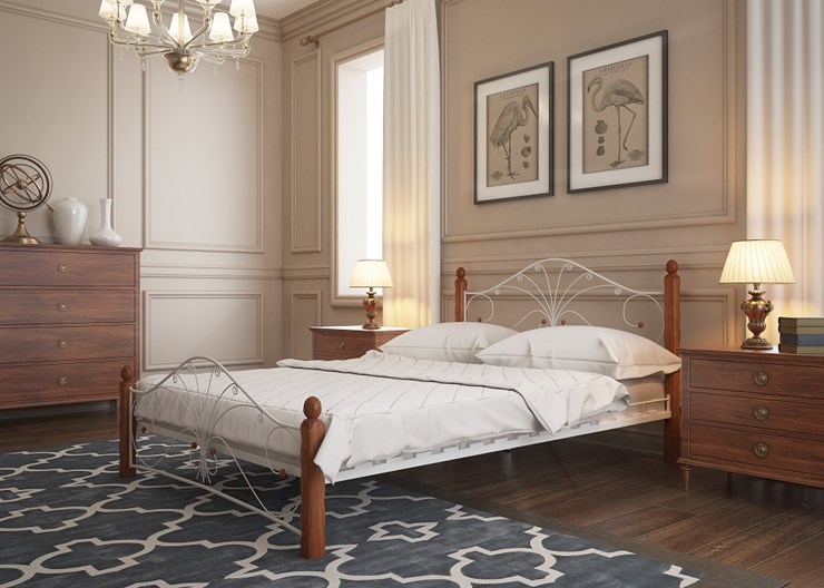 Кровать Фортуна 1, 1600, белый/махагон в Лангепасе - изображение 2
