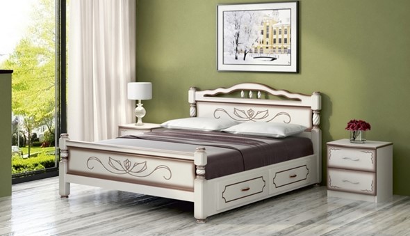 Кровать с выкатными ящиками Карина-5 (Дуб Молочный) 120х200 в Радужном - изображение
