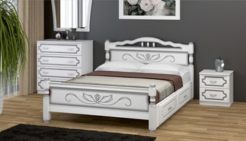 Кровать с выкатными ящиками Карина-5 (Белый Жемчуг) 160х200 в Югорске