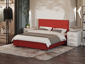 Двуспальная кровать Neo 160х200, Велюр (Forest 13 Красный) в Когалыме