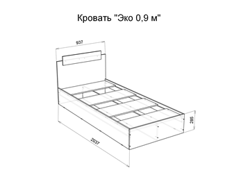 Кровать односпальная Эко 120 ЛДСП, Дуб вотан/Белый в Советском - предосмотр 1