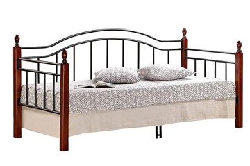 Кровать 1-спальная LANDLER дерево гевея/металл, 90*200 см (Day bed), красный дуб/черный в Лангепасе