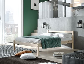Кровать 1-спальная Мебельград Рино с опорными брусками 90х200 массив сосны, без покрытия в Сургуте