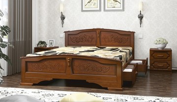 Кровать с выкатными ящиками Елена (Орех) 160х200 в Лангепасе