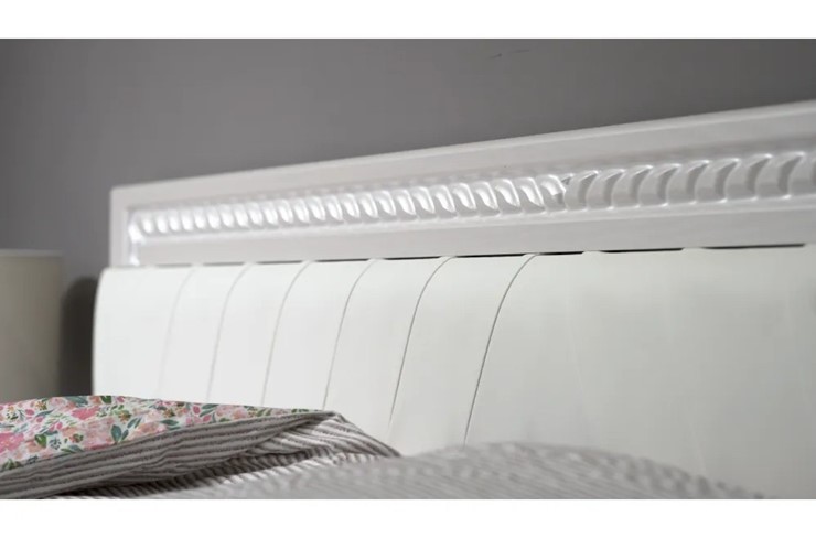 Кровать Гертруда, М9, Экокожа с пуговицами без основания, белая лиственница/ясень жемчужный в Советском - изображение 2