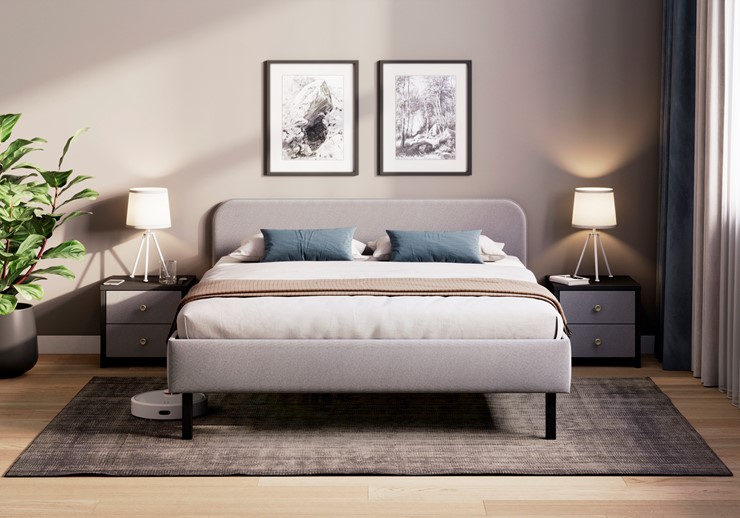 Спальная кровать Hanna 160х200 с основанием (Багама серый) в Югорске - изображение 1