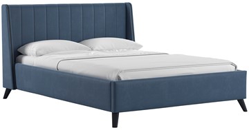 Полуторная кровать Мелисса 140, арт. Тори 83 велюр (серо-синий) + кроватное дно в Когалыме