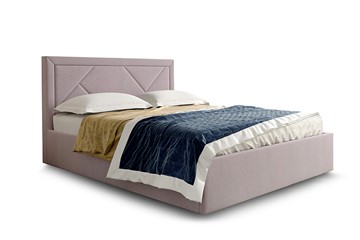 Кровать с основанием Сиеста1600, Велюр Альба розовый в Лангепасе