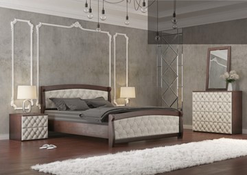 Двуспальная кровать Магнат 160*200 с основанием, мягкие спинки в Ханты-Мансийске