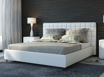 Кровать 2-спальная Corso-3 140x200, Экокожа (Белый) в Урае