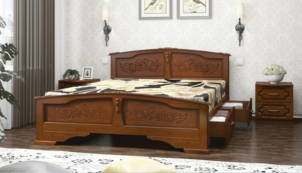 Кровать с выкатными ящиками Елена (Орех) 140х200 в Лангепасе - изображение
