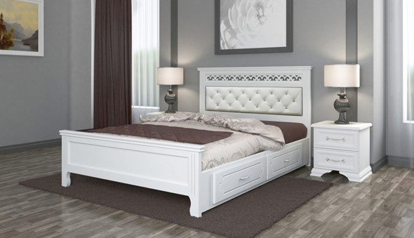 Кровать с выкатными ящиками Грация (Белый Античный) 140х200 в Лангепасе - изображение