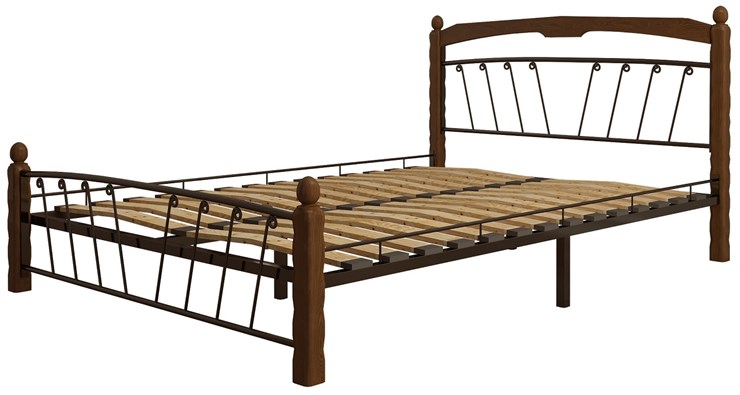 Двуспальная кровать Муза 1, 1600, черный/махагон в Лангепасе - изображение 1