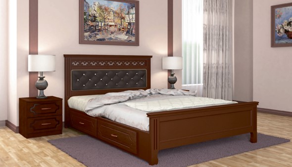 Кровать с выкатными ящиками Грация (Орех) 160х200 в Лангепасе - изображение