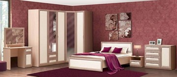 Модульная спальня Камелия, шимо светлый/белый кожзам в Лангепасе