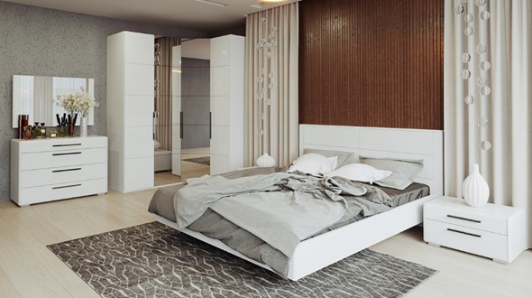 Спальный гарнитур Наоми №4, цвет Белый глянец в Урае - изображение