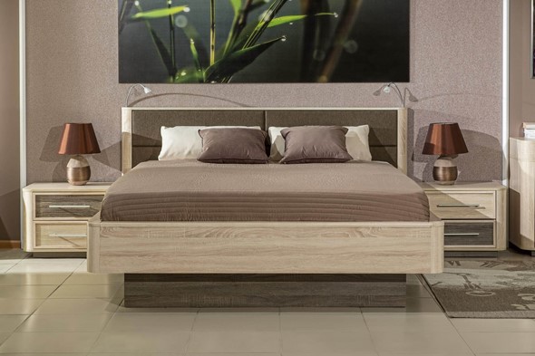 Модульная спальня Бруна базовый набор, Сономе эйч светлая/Сономе эйч темная в Нижневартовске - изображение