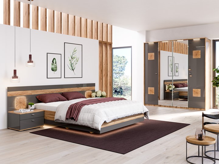 Модульная спальня Фиджи №11, Дуб золотой/Антрацит в Лангепасе - изображение