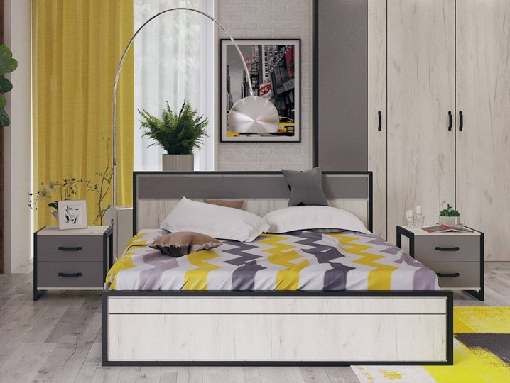 Модульная спальня Техно №3 Дуб крафт белый/Серый шифер в Лангепасе - изображение