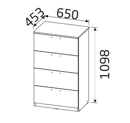 Комод-пенал в спальню Вега с 4 ящиками (400) в Урае - изображение 1