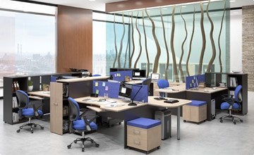Офисный комплект мебели Xten в опенспэйс для четырех сотрудников в Лангепасе - предосмотр 6