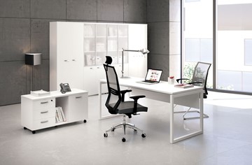 Офисный комплект мебели А4 (металлокаркас QUATTRO) белый премиум / металлокаркас белый в Советском - предосмотр 1
