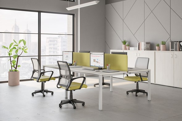 Набор мебели в офис Комфорт КФ (белый премиум) на белом металокаркасе в Урае - изображение