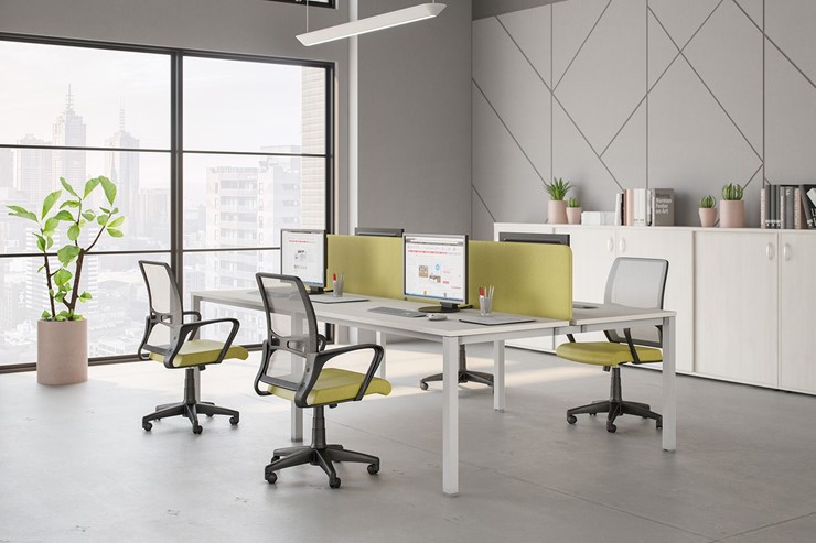 Набор мебели в офис Комфорт КФ (белый премиум) на белом металокаркасе в Когалыме - изображение