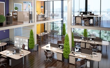 Офисный комплект мебели Xten в опенспэйс для четырех сотрудников в Когалыме