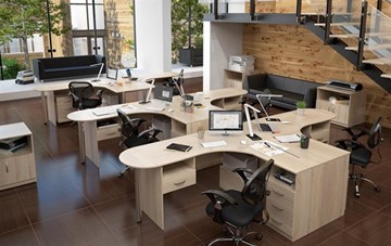 Комплект офисной мебели SIMPLE с эргономичными столами и тумбами в Нягани
