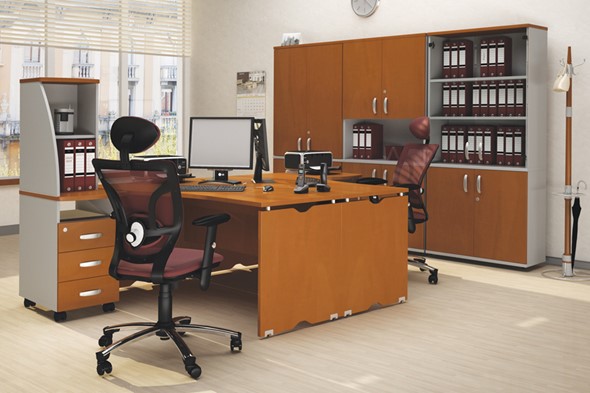 Мебель для персонала Милан для 2 сотрудников с тумбочками и большим шкафом в Нижневартовске - изображение
