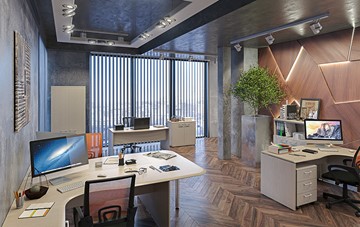 Набор мебели в офис Wave 3, 3 рабочих места и шкафы в Нижневартовске