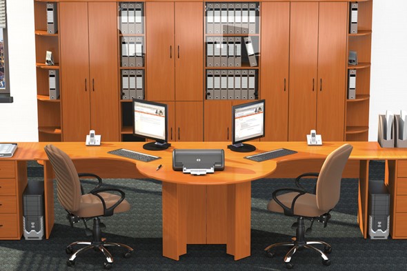 Мебель для персонала Классик для двух сотрудников с большим шкафом в Урае - изображение