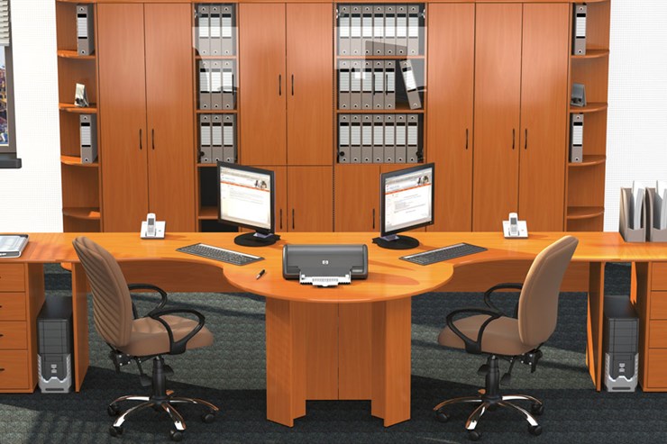 Мебель для персонала Классик для двух сотрудников с большим шкафом в Нижневартовске - изображение