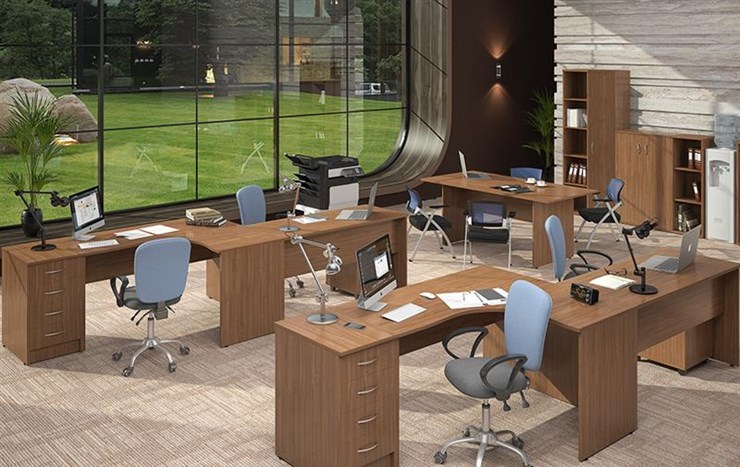 Офисный комплект мебели IMAGO три стола, 2 шкафа, стеллаж, тумба в Сургуте - изображение
