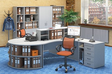 Комплект офисной мебели Moно-Люкс для 2 сотрудников с большим шкафом и тумбами в Радужном