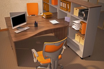 Офисный набор мебели Милан для 2 сотрудников со стеллажом в Нижневартовске