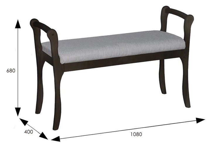 Скамья для прихожей с подлокотниками Мягкая ткань серый, каркас венге в Урае - изображение 5