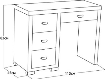 Косметический стол OrmaSoft 2, 4 ящика, левый, экокожа коричневая/кремовая в Лангепасе - изображение 1