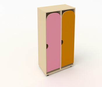 Детский распашной шкаф ШГ2 Беж+Оранжевый+Розовый в Нягани