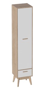 Детский шкаф одностворчатый Калгари, Дуб натуральный светлый/Белый матовый в Когалыме