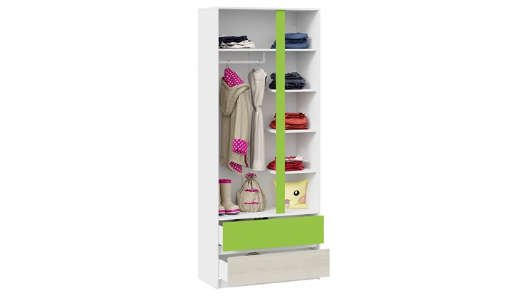 Распашной шкаф Сканди СМ-386.07.26-26 (Дуб Гарден, Белая, Зеленый) в Урае - изображение 1
