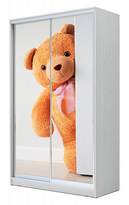 Детский шкаф Хит-23-12-77-27 Мишка за дверью, Белый в Когалыме - изображение