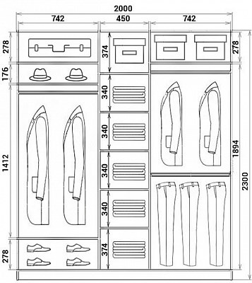 Шкаф 3-дверный ХИТ 24-20-777-12, Корабль, Вариант №1, дуб млечный в Сургуте - изображение 2