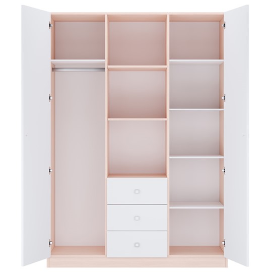 Шкаф с ящиками трехсекционный POLINI Kids Simple Дуб пастельный / Белый в Урае - изображение 2