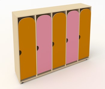 Распашной детский шкаф ШГ5У Беж+Оранжевый+Розовый в Урае