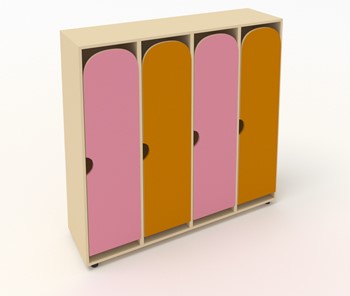 Детский шкаф ШГ4У Беж+Оранжевый+Розовый в Югорске