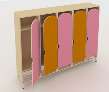 Детский распашной шкаф ШГС5 Беж +Оранжевый + Розовый в Урае